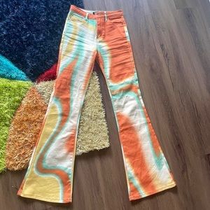 Jaded London Ombre Swirl Print High Waist Bootcut Jeans